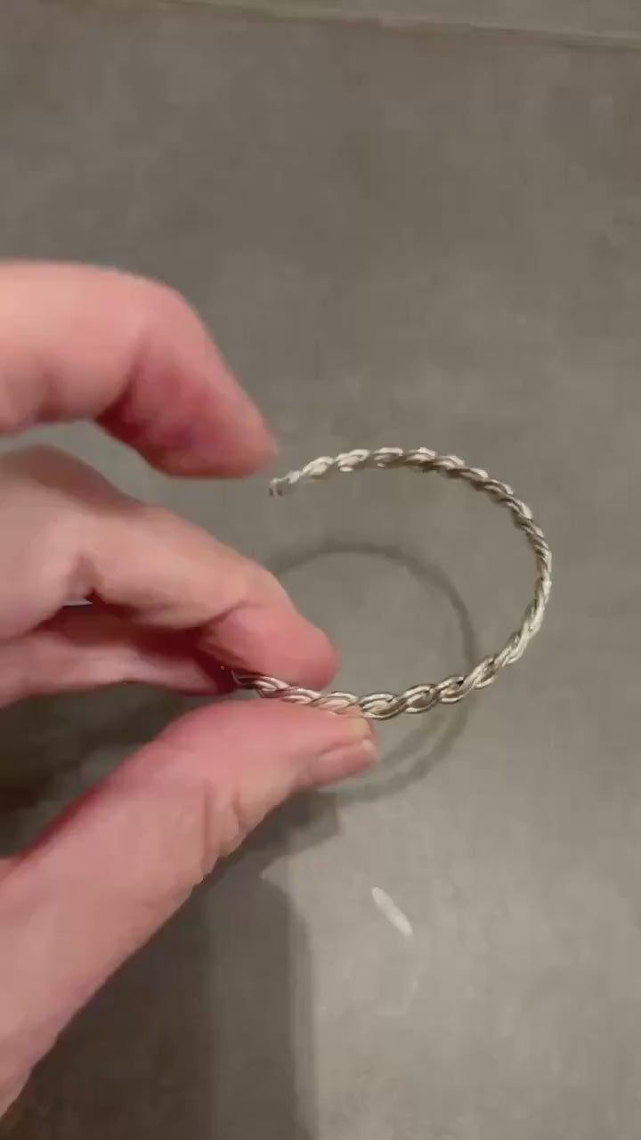 Tarnish Resistant Silver Braided Cuff Bracelet, Modern Argentium Silver Jewelry Gift for Women