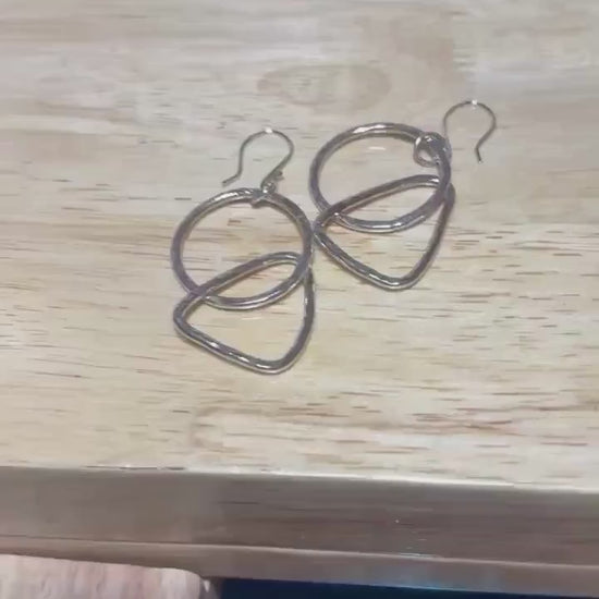 Handcrafted Argentium Silver Double Hoop Earrings, Geometric Statement Dangles