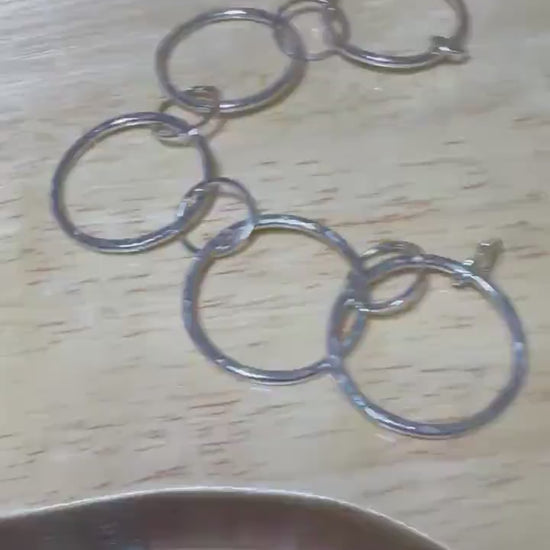 Hand Hammered Argentium Silver Hoop Bracelet, Tarnish Resistant Modern Jewelry