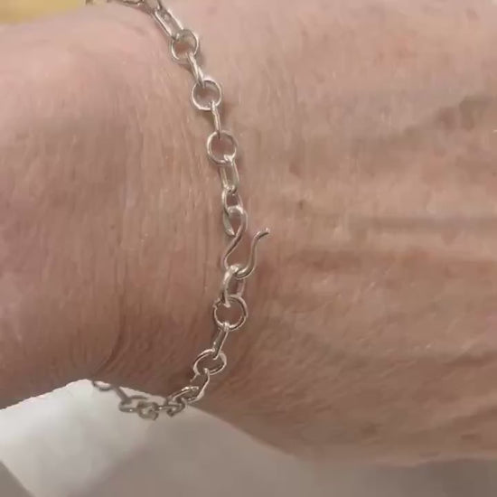 Handcrafted Argentium Silver Chain Link Bracelet, Tarnish Resistant Daily Wear