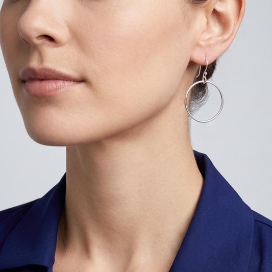Handcrafted Argentium Silver Hoop Earrings, Hypoallergenic, Tarnish Resistant Modern Jewelry