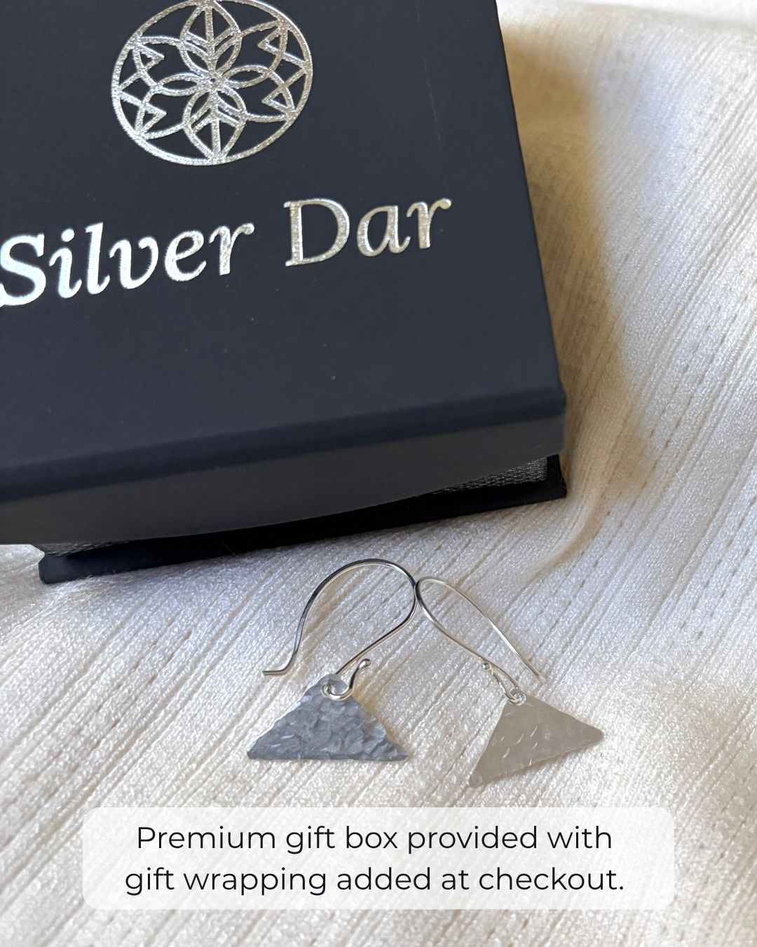 ARGENTIUM SILVER HAMMERED TRIANGLE DANGLE EARRINGS
