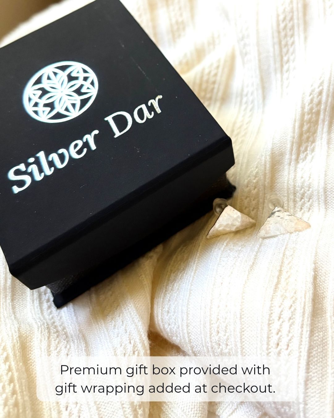 ARGENTIUM SILVER HAMMERED GEOMETRIC POST EARRINGS